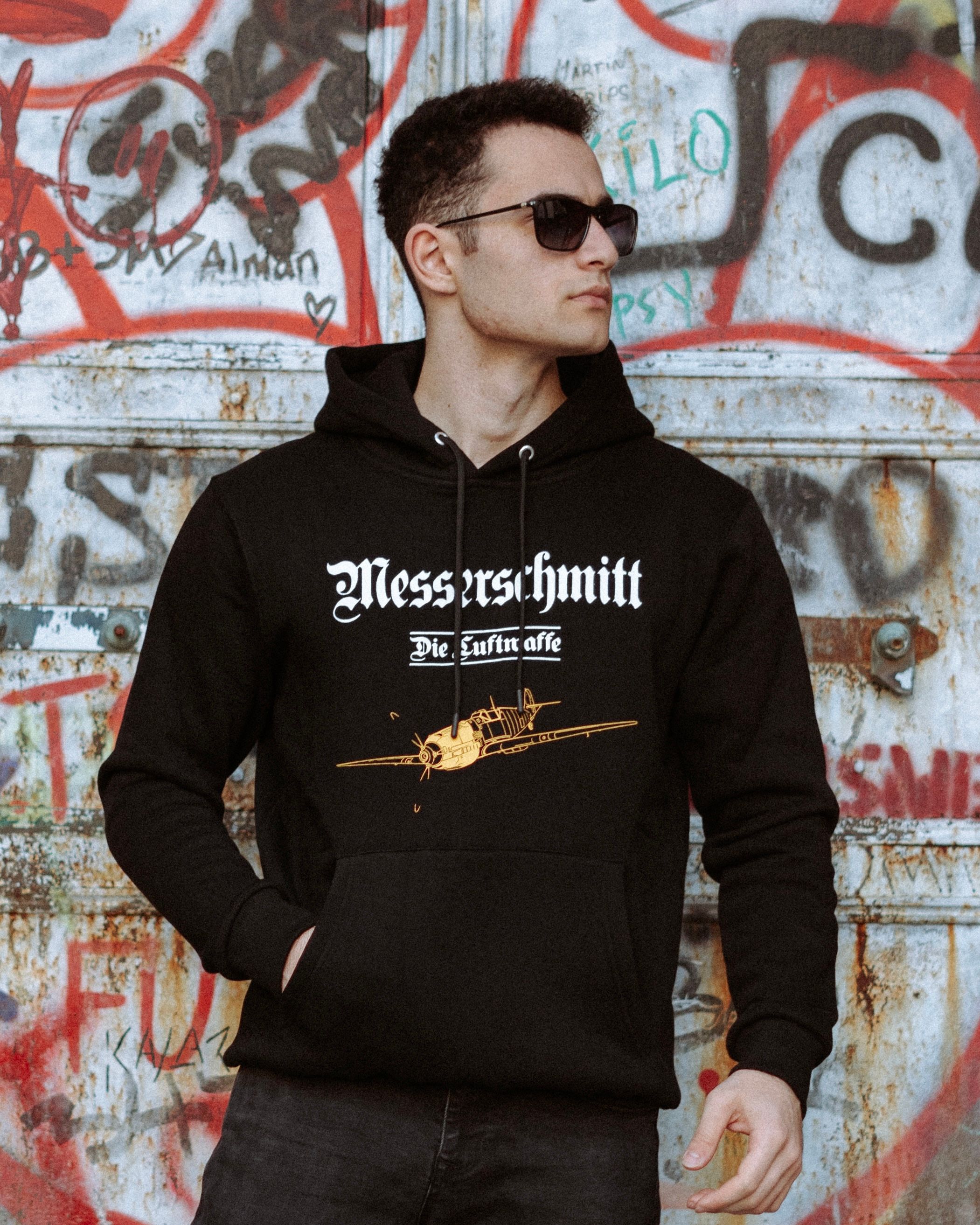 WW2 - LUFTWAFFE BF 109 Özel Tasarım Siyah Hoodie