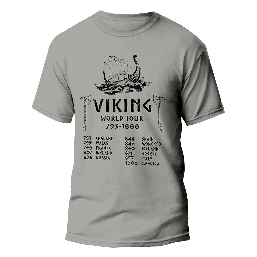 VIKINGS - WORLD TOUR - Özel Tasarım Gri Tişört