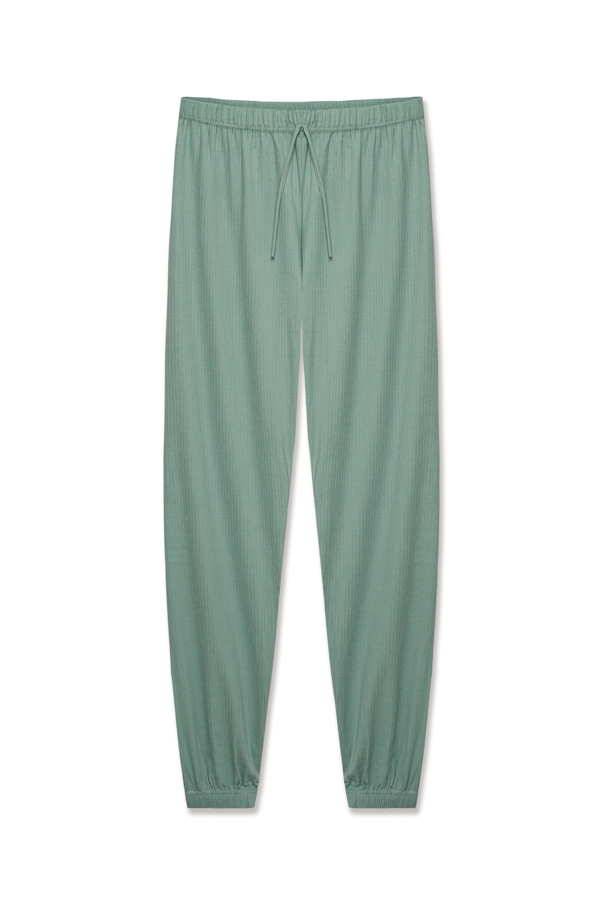 Pamuklu Fitilli Paça Bantlı Kadın Pijama Altı - Yağ Yeşili