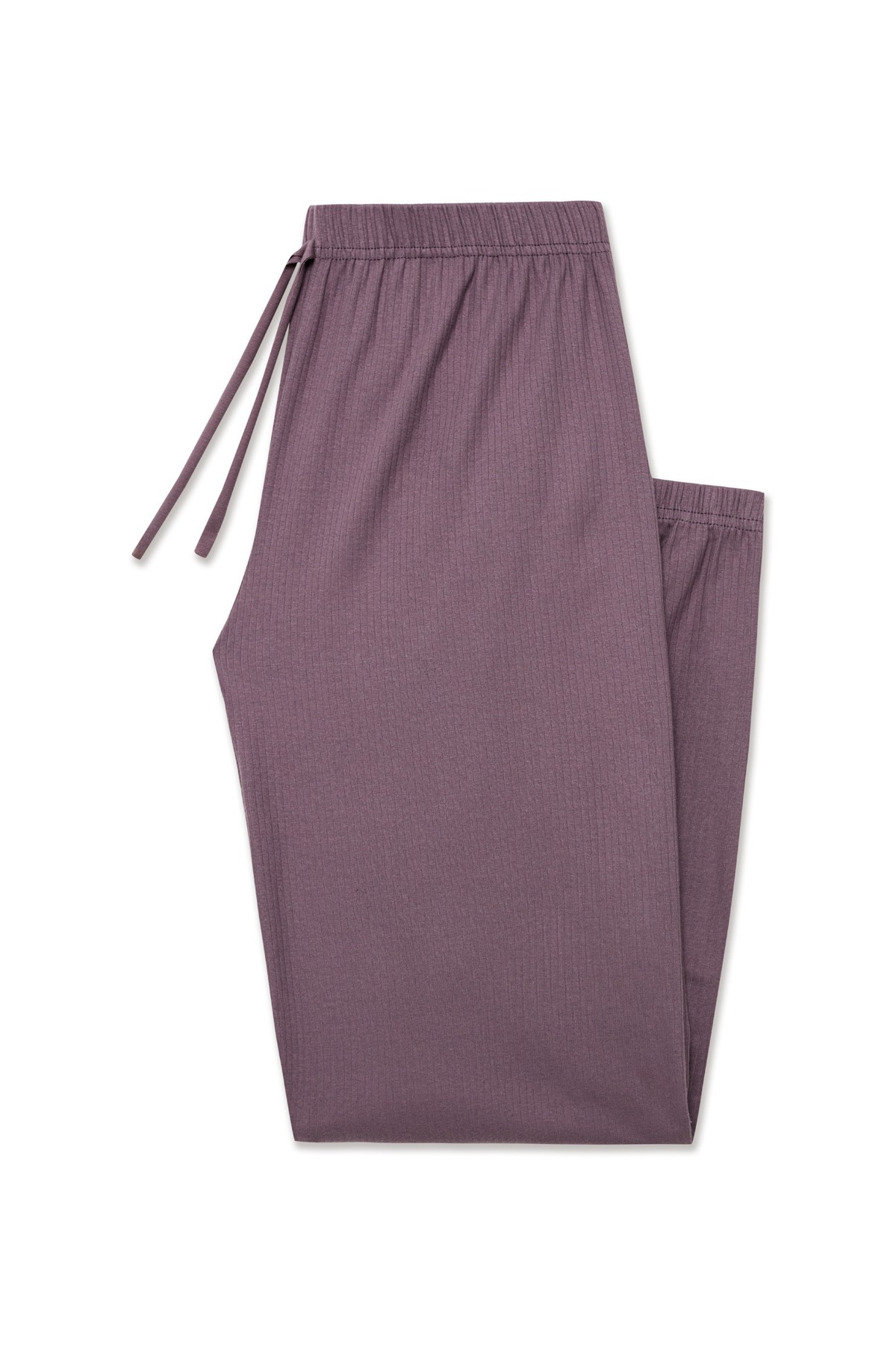 Pamuklu Fitilli Paça Bantlı Kadın Pijama Altı - Eflatun