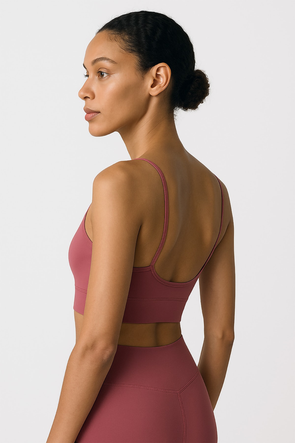 İnce Askılı Toparlayıcı Spor Büstiyer - Mürdüm