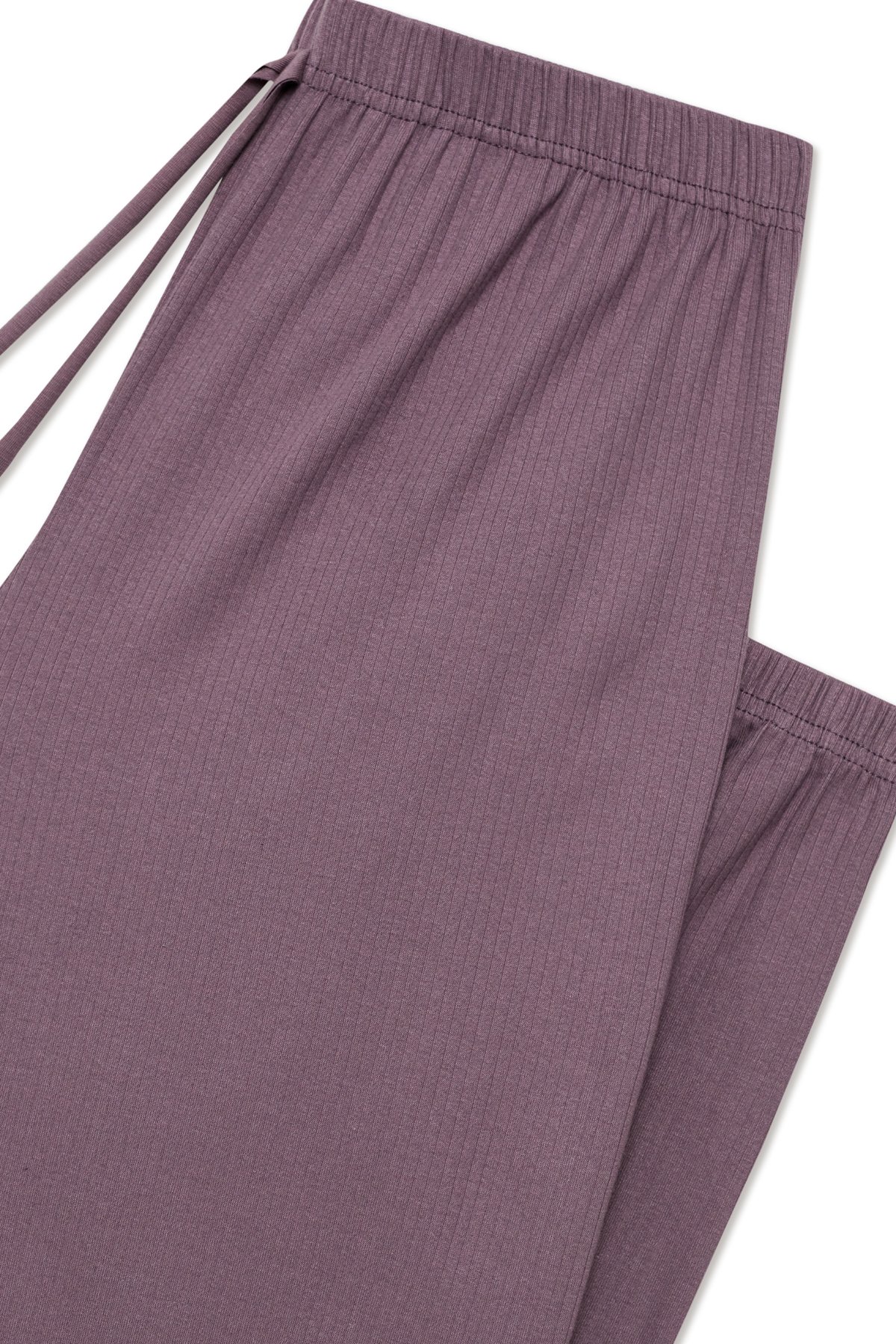 Pamuklu Fitilli Paça Bantlı Kadın Pijama Altı - Eflatun