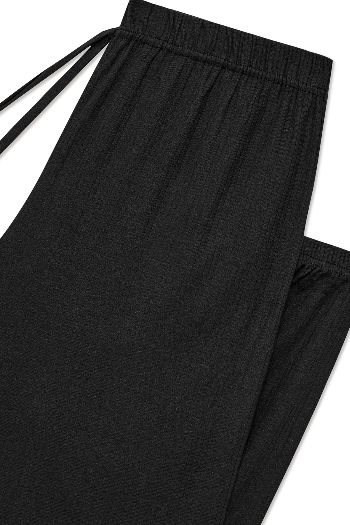 Pamuklu Fitilli Paça Bantlı Kadın Pijama Altı - Siyah