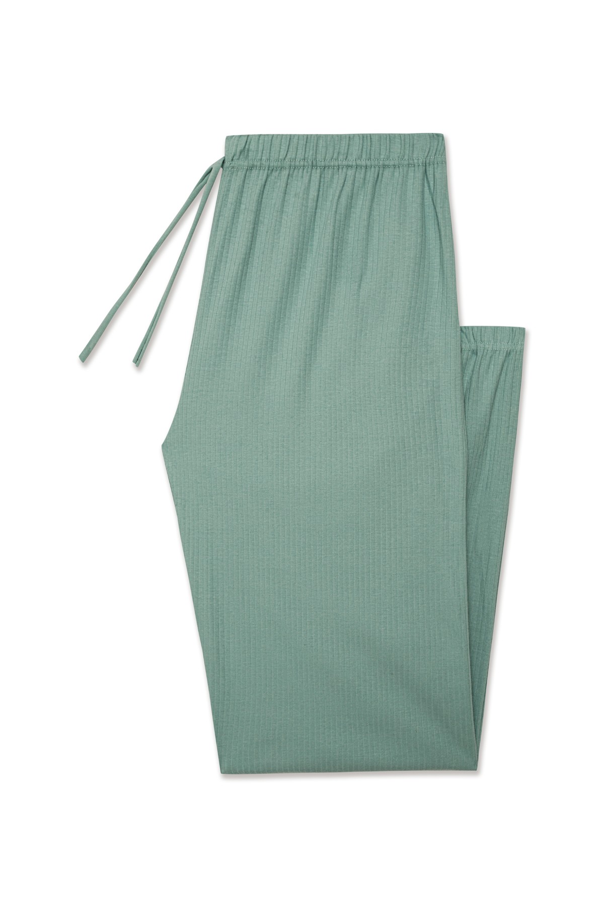Pamuklu Fitilli Paça Bantlı Kadın Pijama Altı - Yağ Yeşili