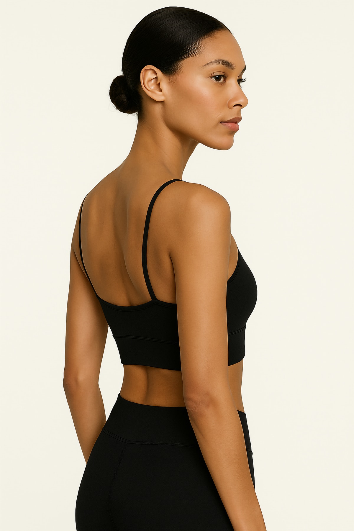 İnce Askılı Toparlayıcı Spor Büstiyer - Siyah