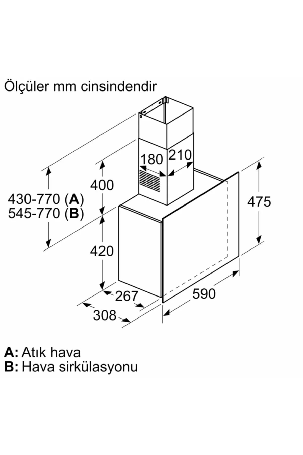 Bosch DWF65AJ60T Siyah Duvar Tipi Davlumbaz