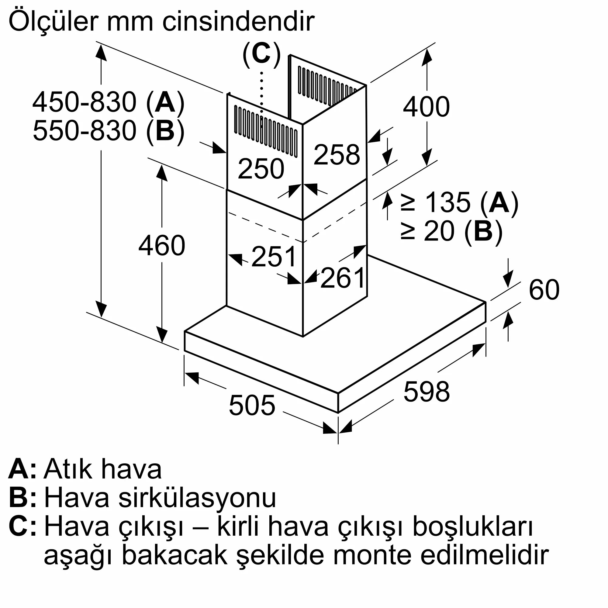 Bosch DWB67BK70T 60 cm Beyaz Duvar Tipi Ankastre Davlumbaz