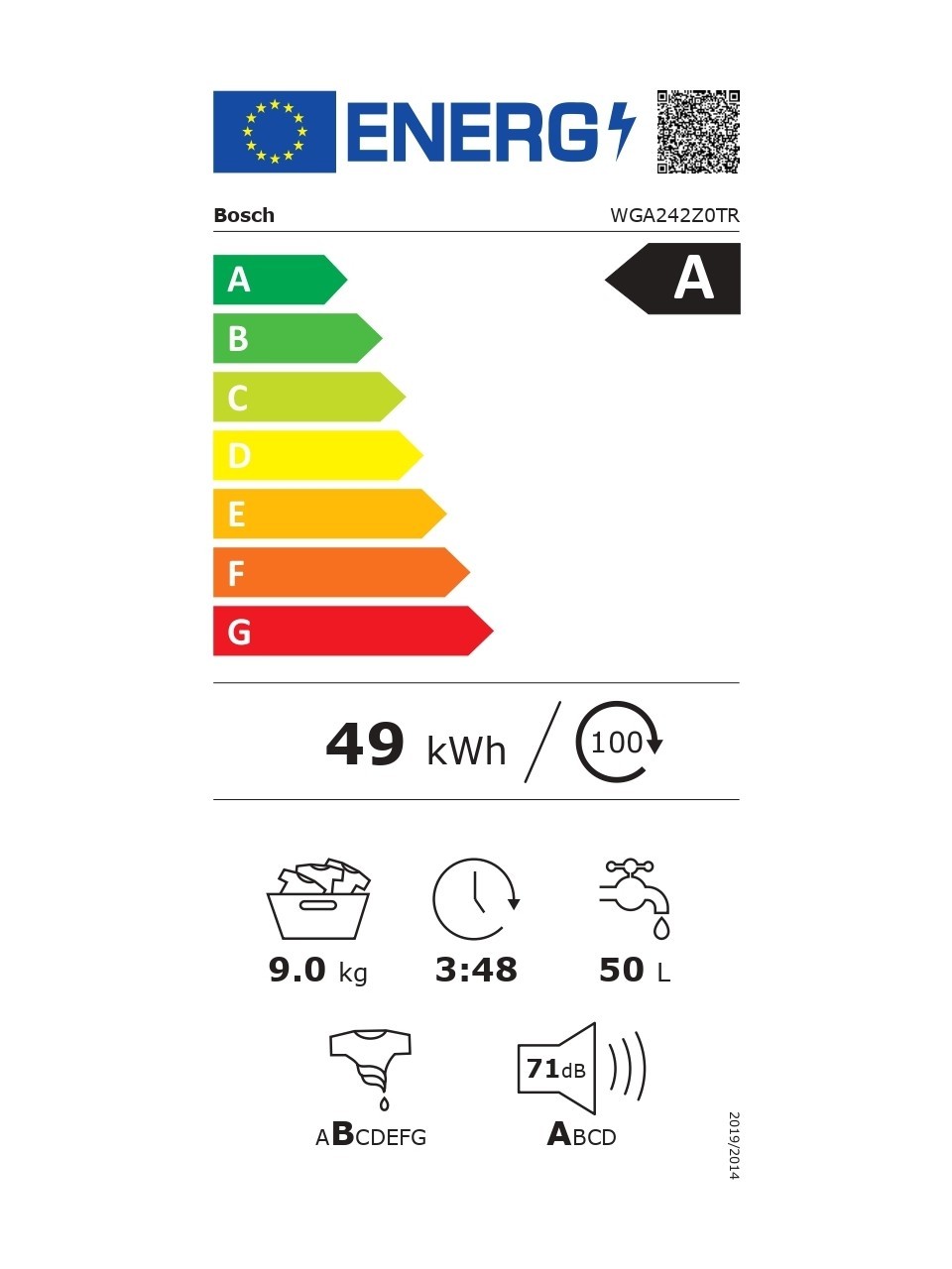 Bosch WGA242Z0TR 9 kg 1200 Devir Çamaşır Makinesi