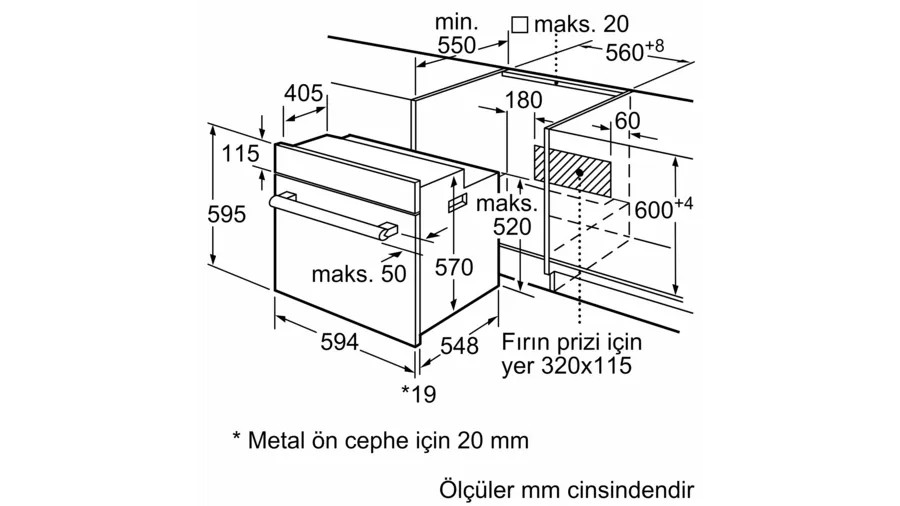 Bosch HBF534EB0T 66 Lt Siyah Ankastre Fırın