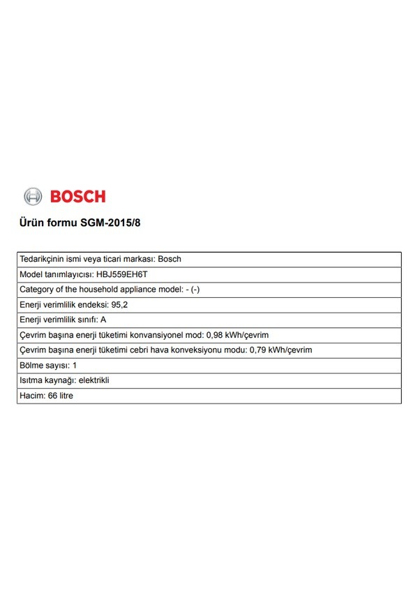 Bosch HBJ559EH6T Gri Ankastre Firin