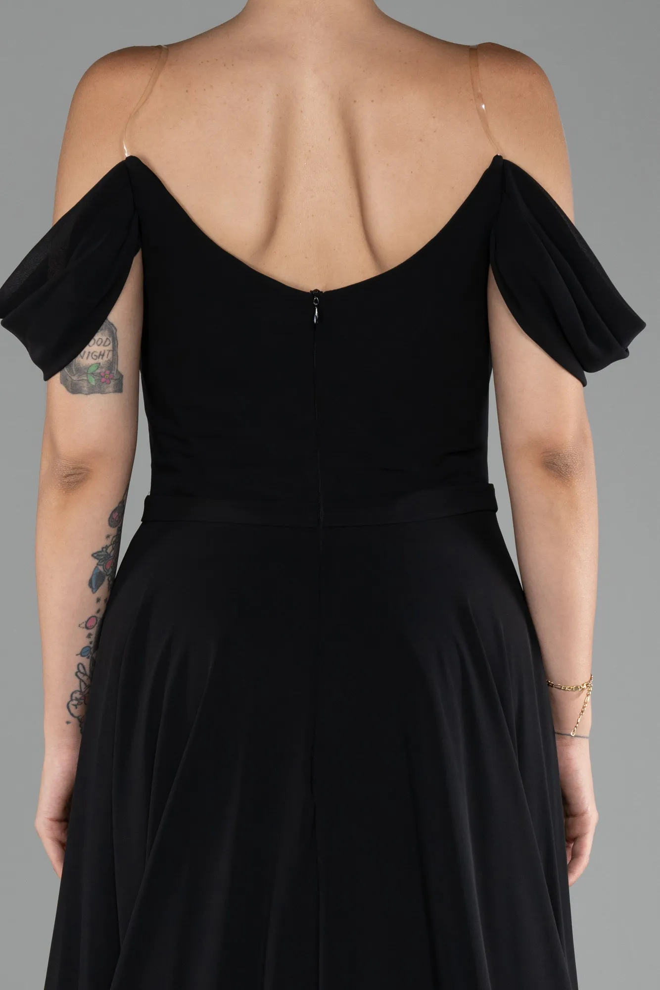 Boat Neck Long Chiffon Evening Dress ABU4078