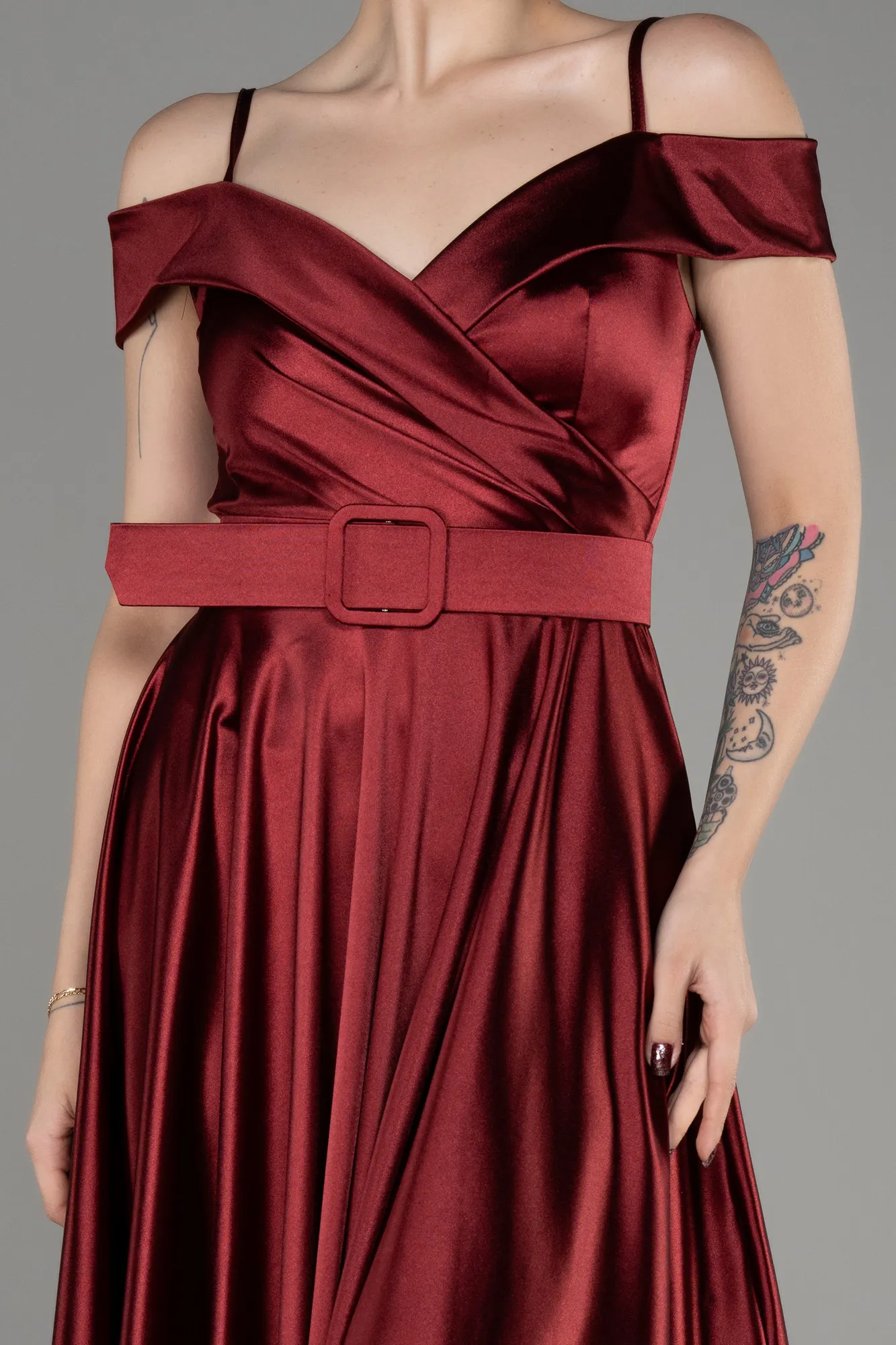 Midi Cocktail Satin Dress ABK2080