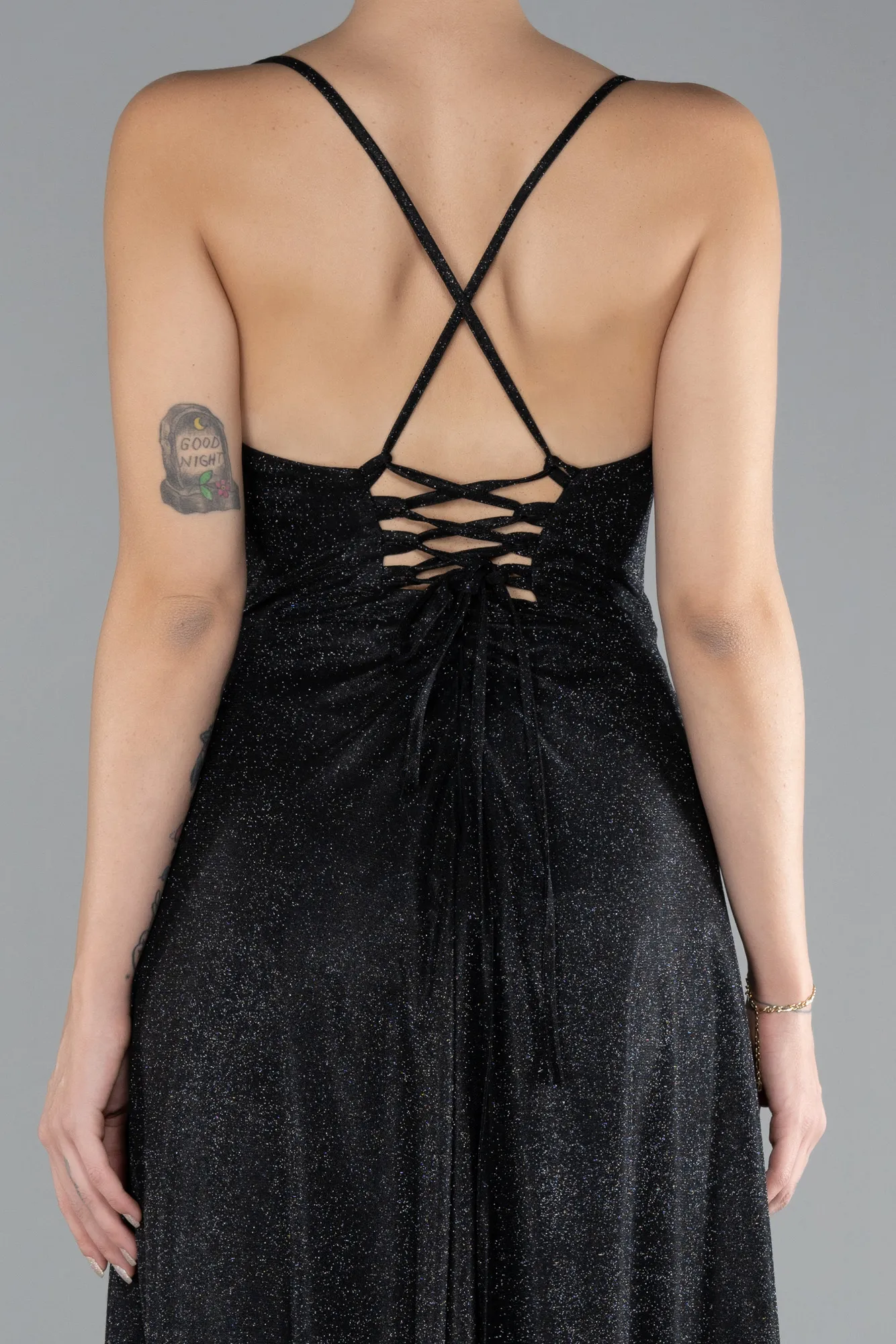 Low Cut Midi Glittery Cocktail Dress ABK2170