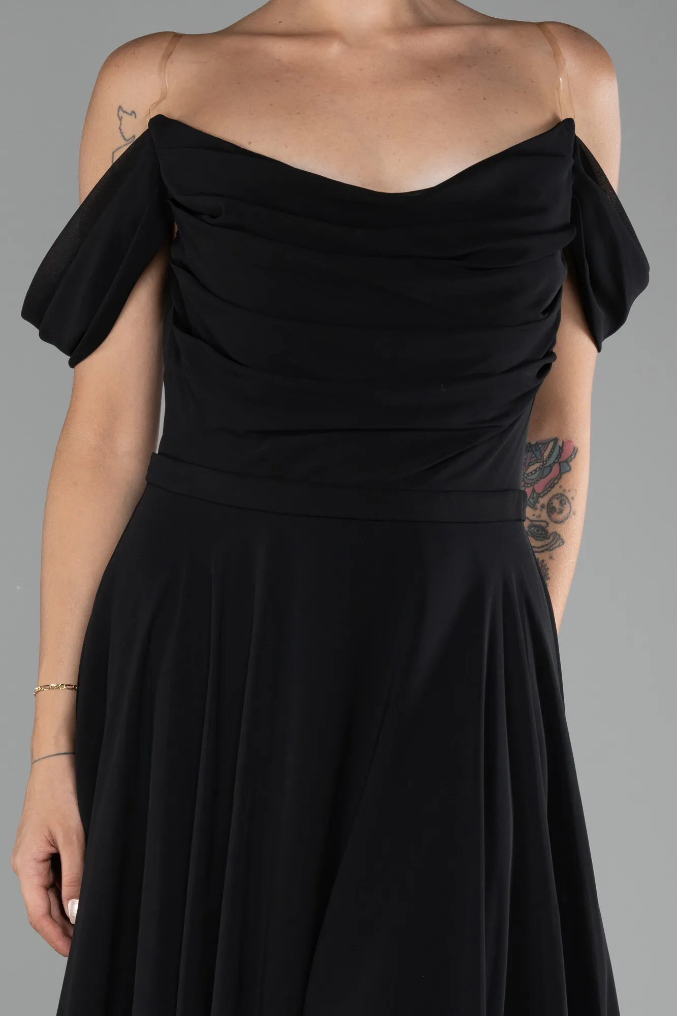 Boat Neck Long Chiffon Evening Dress ABU4078