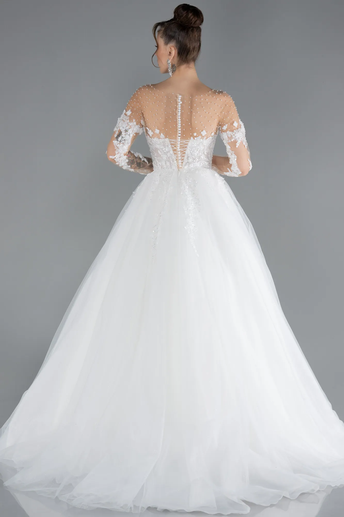 Laced Long Sleeve Princess Wedding Dress ABG036