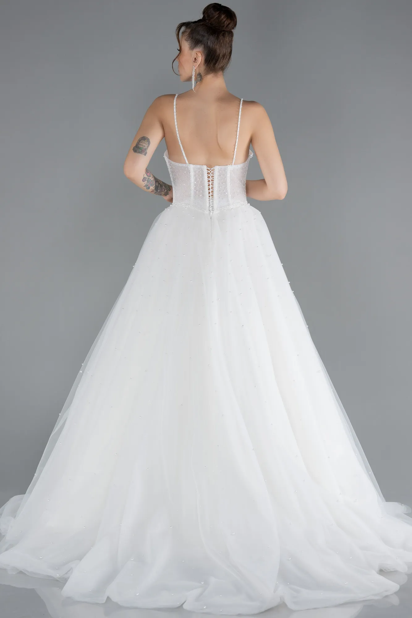 Beaded Straps Long Ball Gown Wedding Dress ABG037