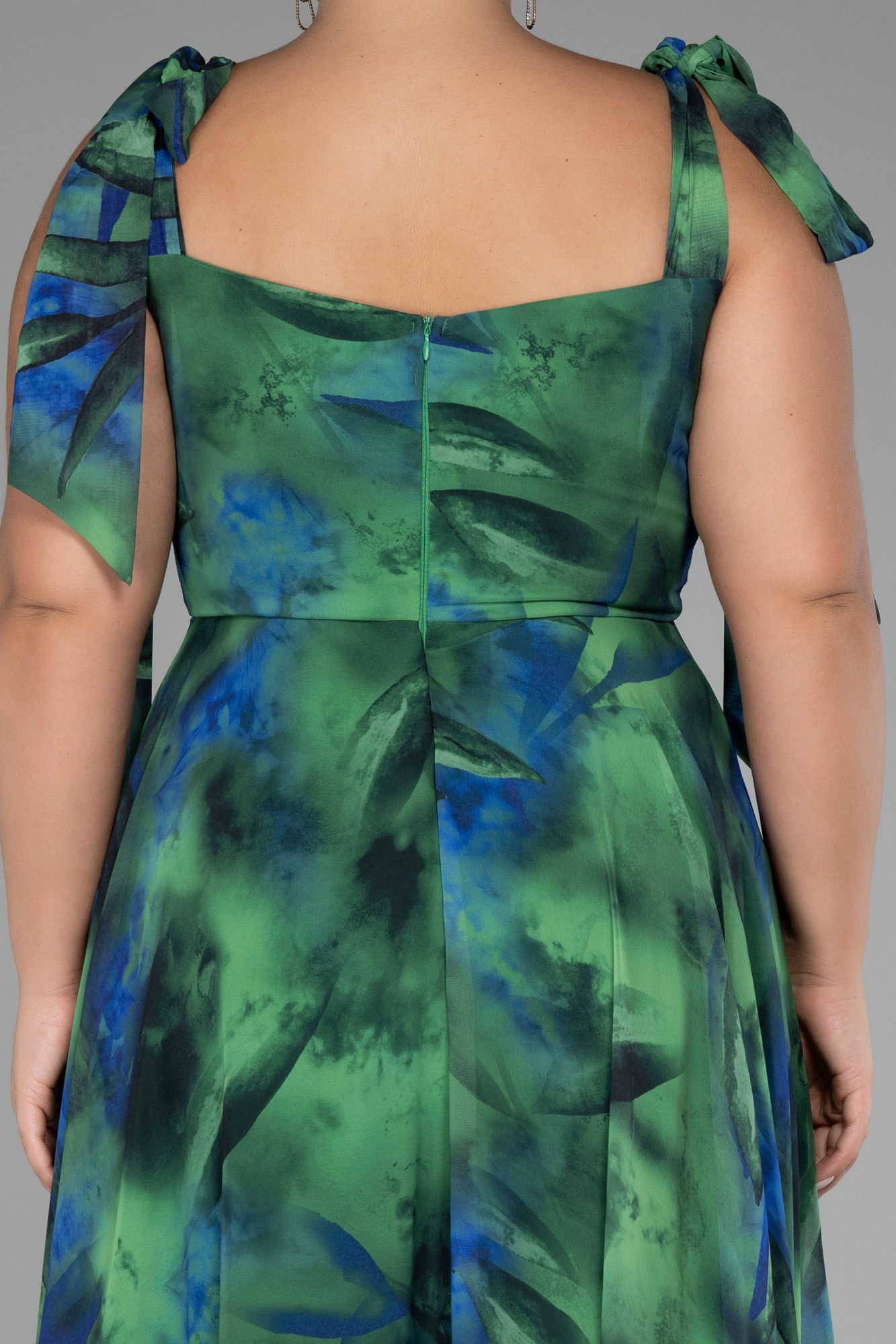 Strappy Slit Printed Long Plus Size Prom Dress ABU4204