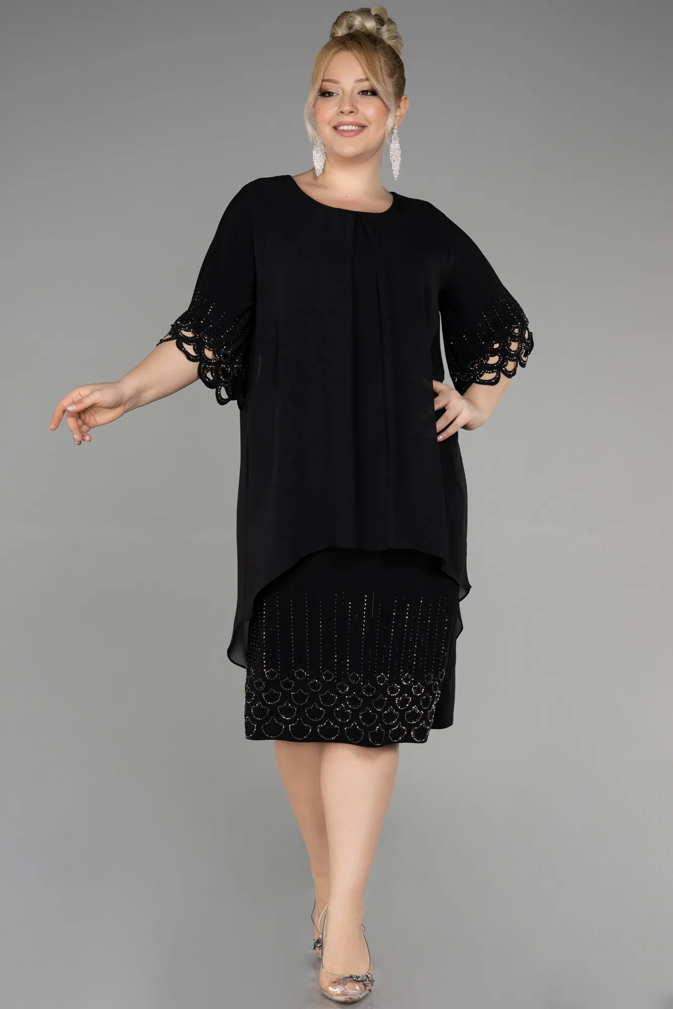 Midi Chiffon Plus Size Cocktail Dress ABK1943