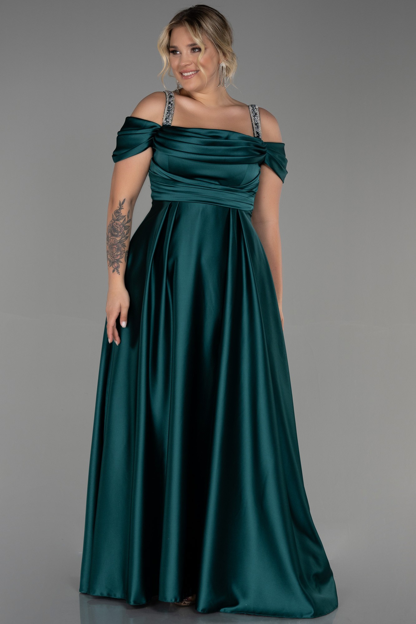 Long Satin Plus Size Evening Dress ABU3277
