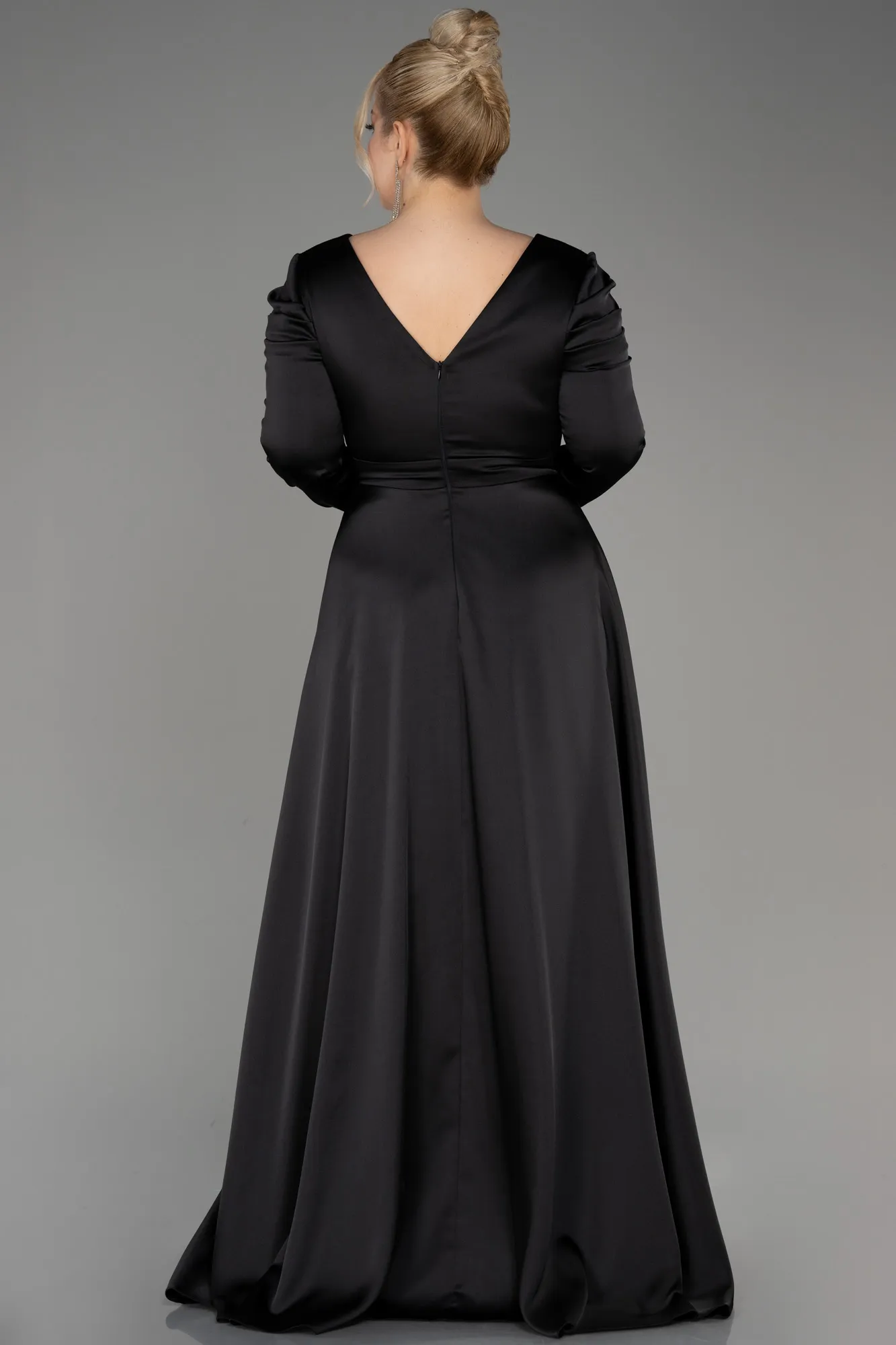Long Sleeve Satin Plus Size Evening Dress ABU3941
