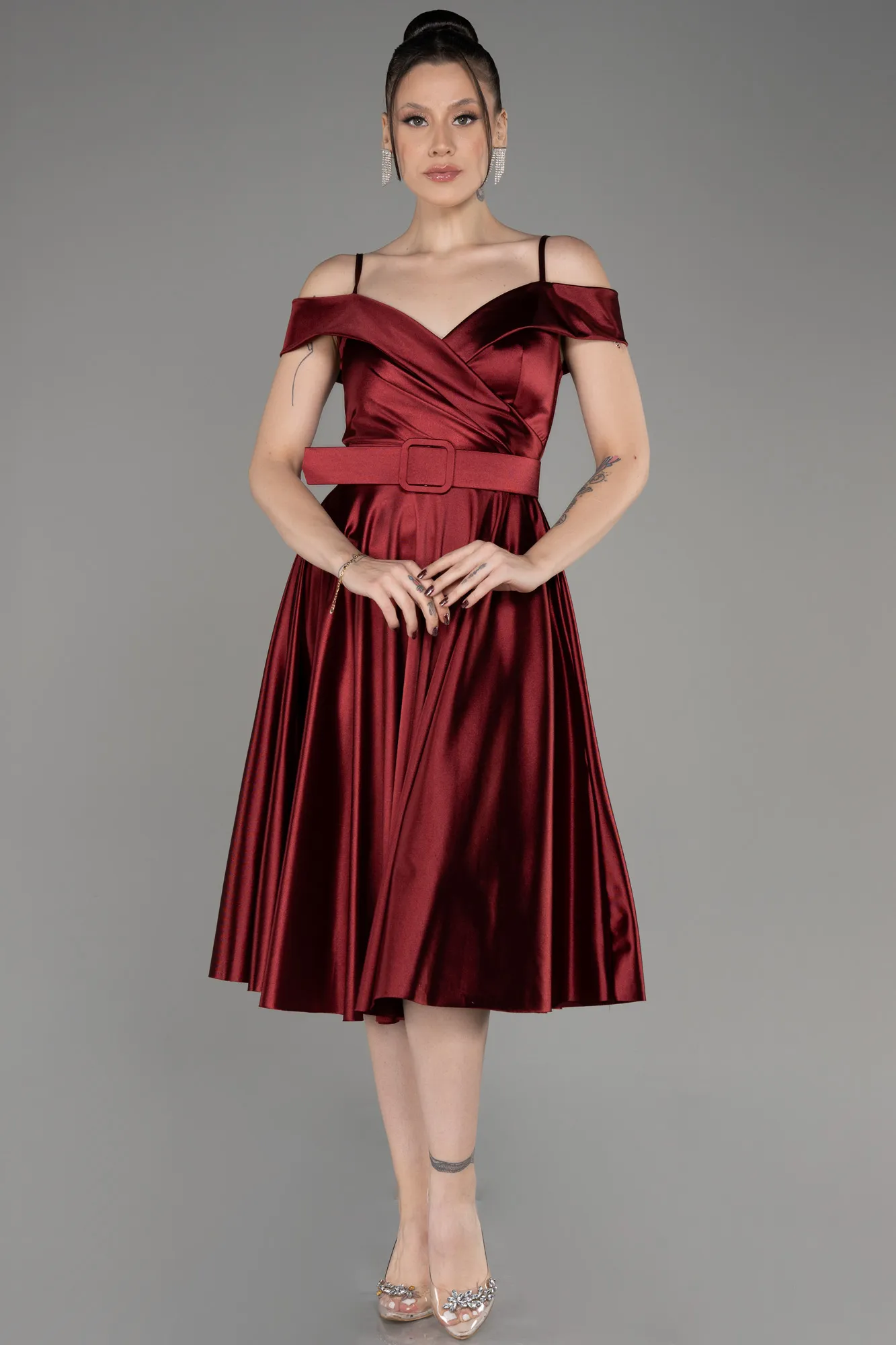 Midi Cocktail Satin Dress ABK2080