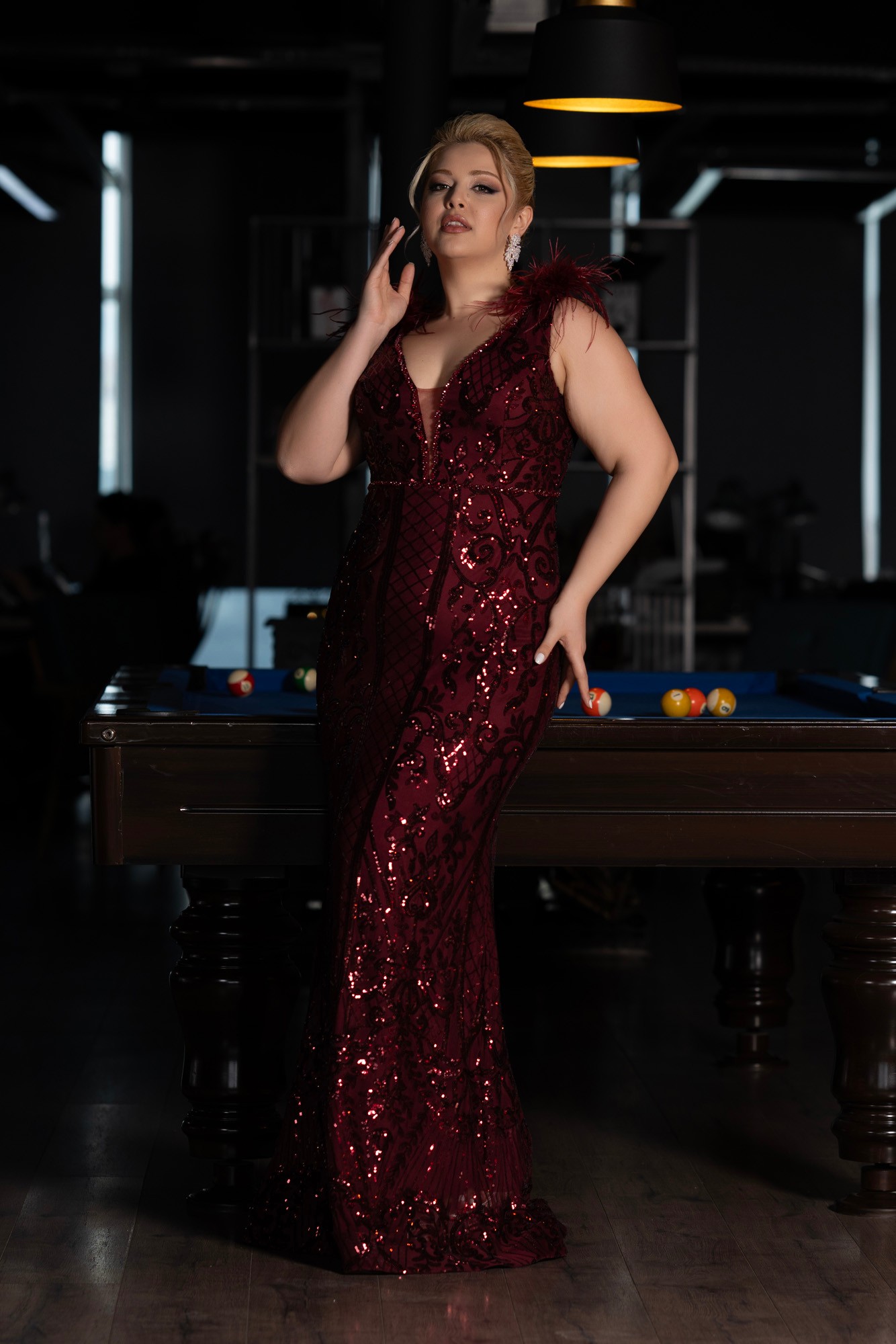 Long Scaly Plus Size Engagement Dress ABU3671