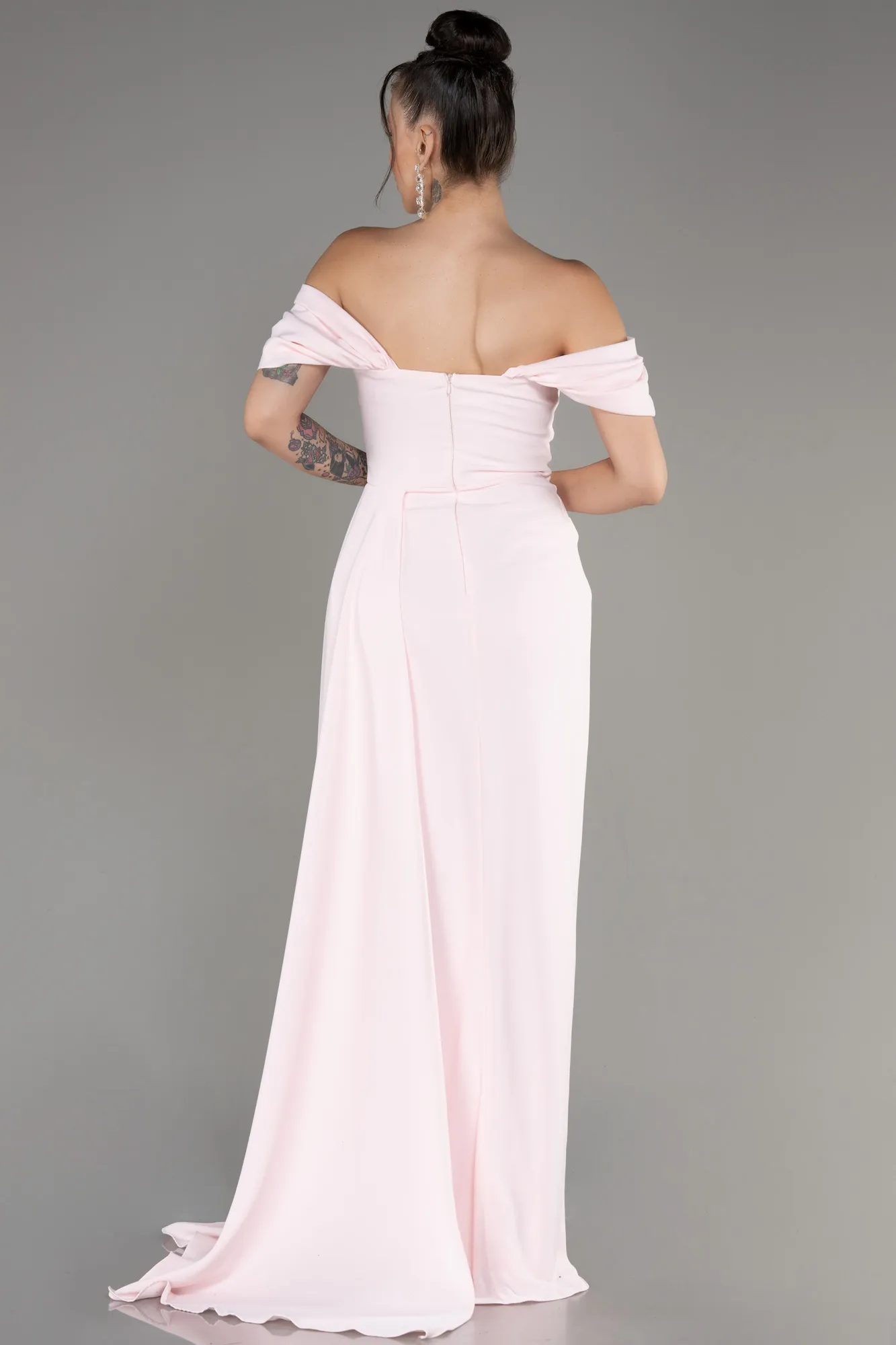 Boat Neck Slit Long Evening Dress ABU4048