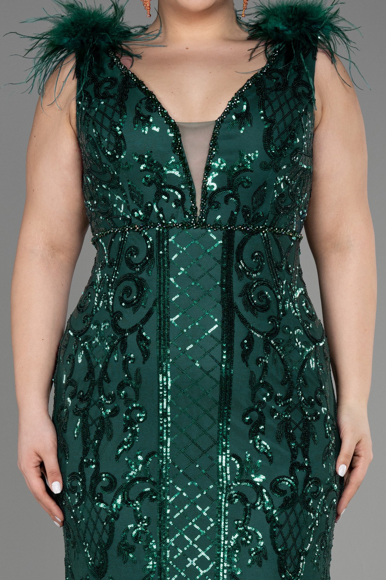 Long Scaly Plus Size Engagement Dress ABU3671