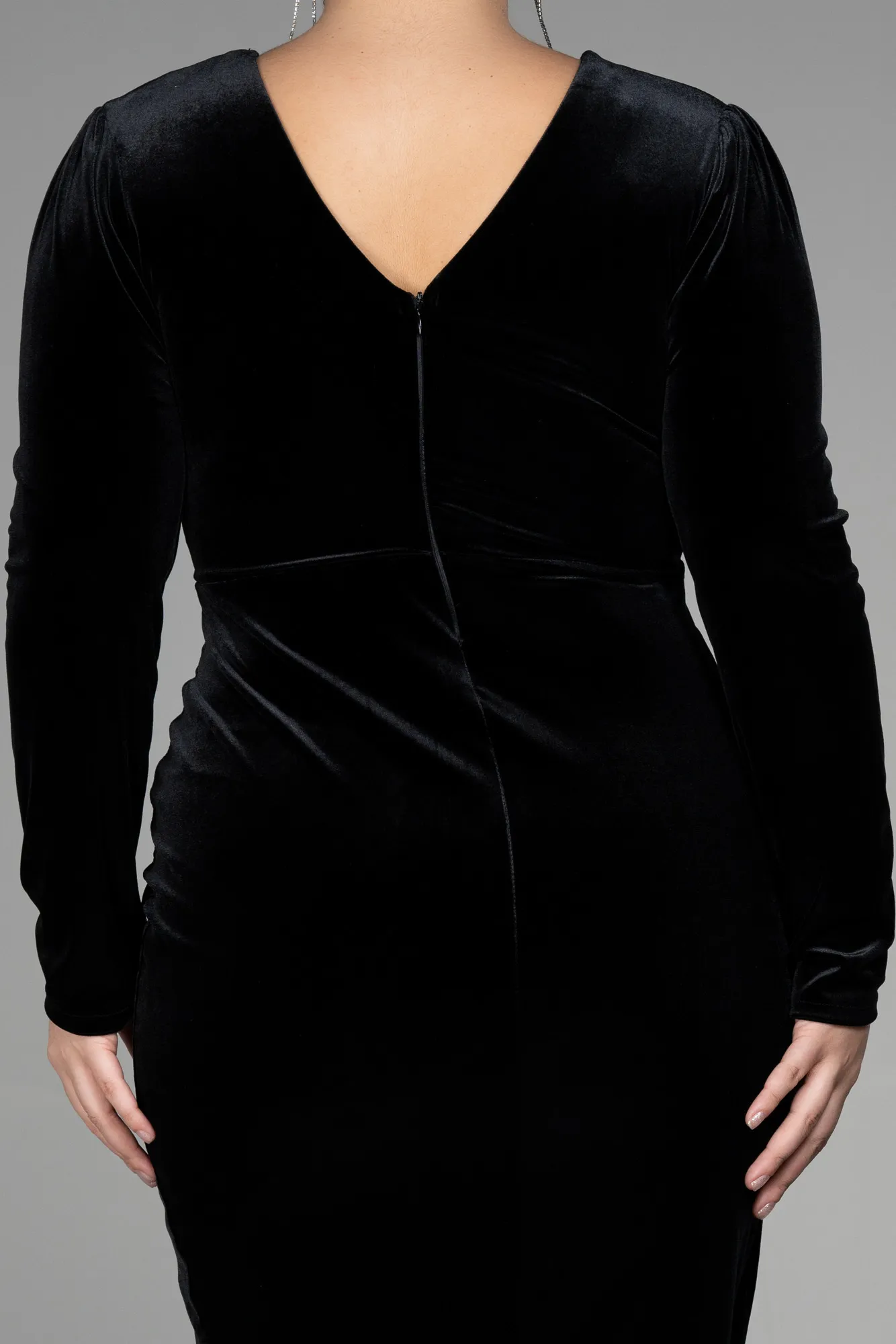 Midi Velvet Velvet Oversized Evening Dress ABK1875