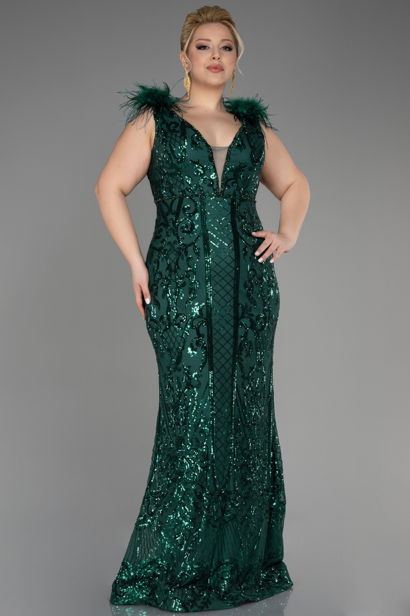 Long Scaly Plus Size Engagement Dress ABU3671