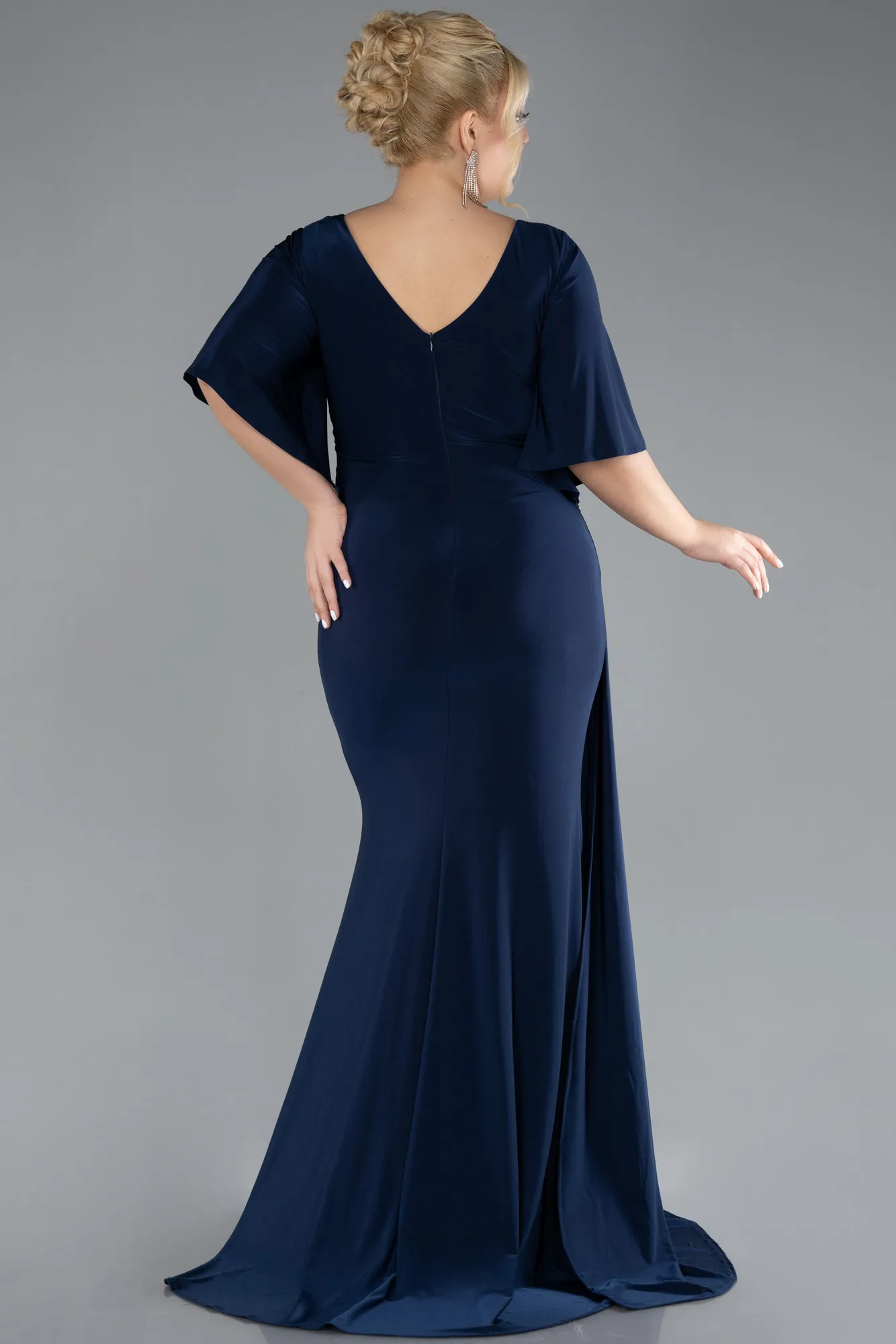 Short Sleeve Slit Long Plus Size Evening Dress ABU3735