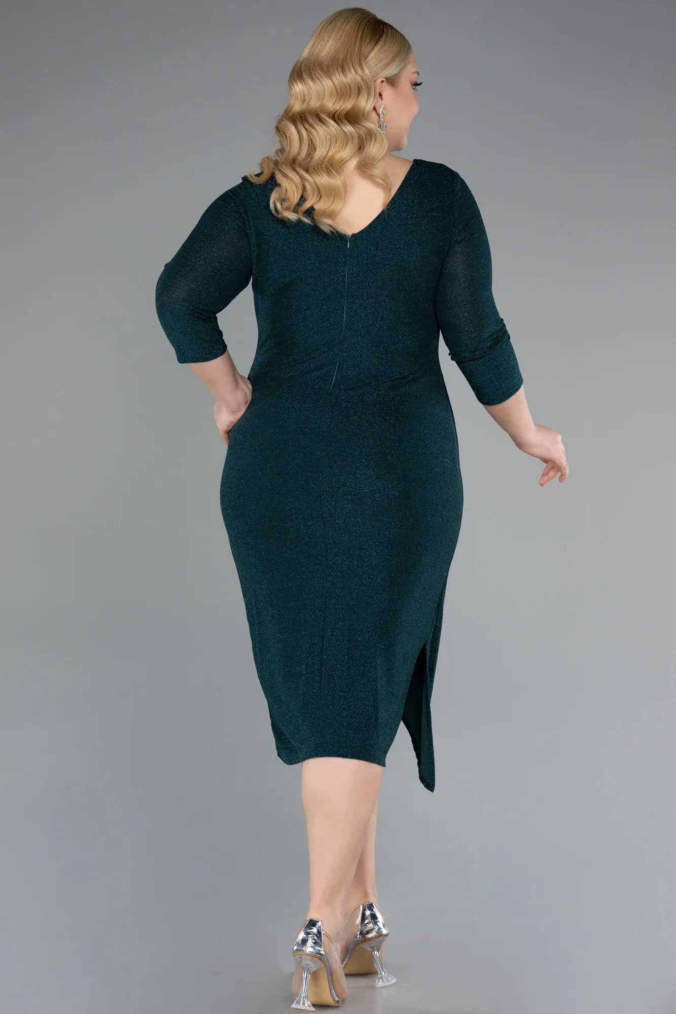 Capri Sleeve Midi Plus Size Evening Dress ABK1950