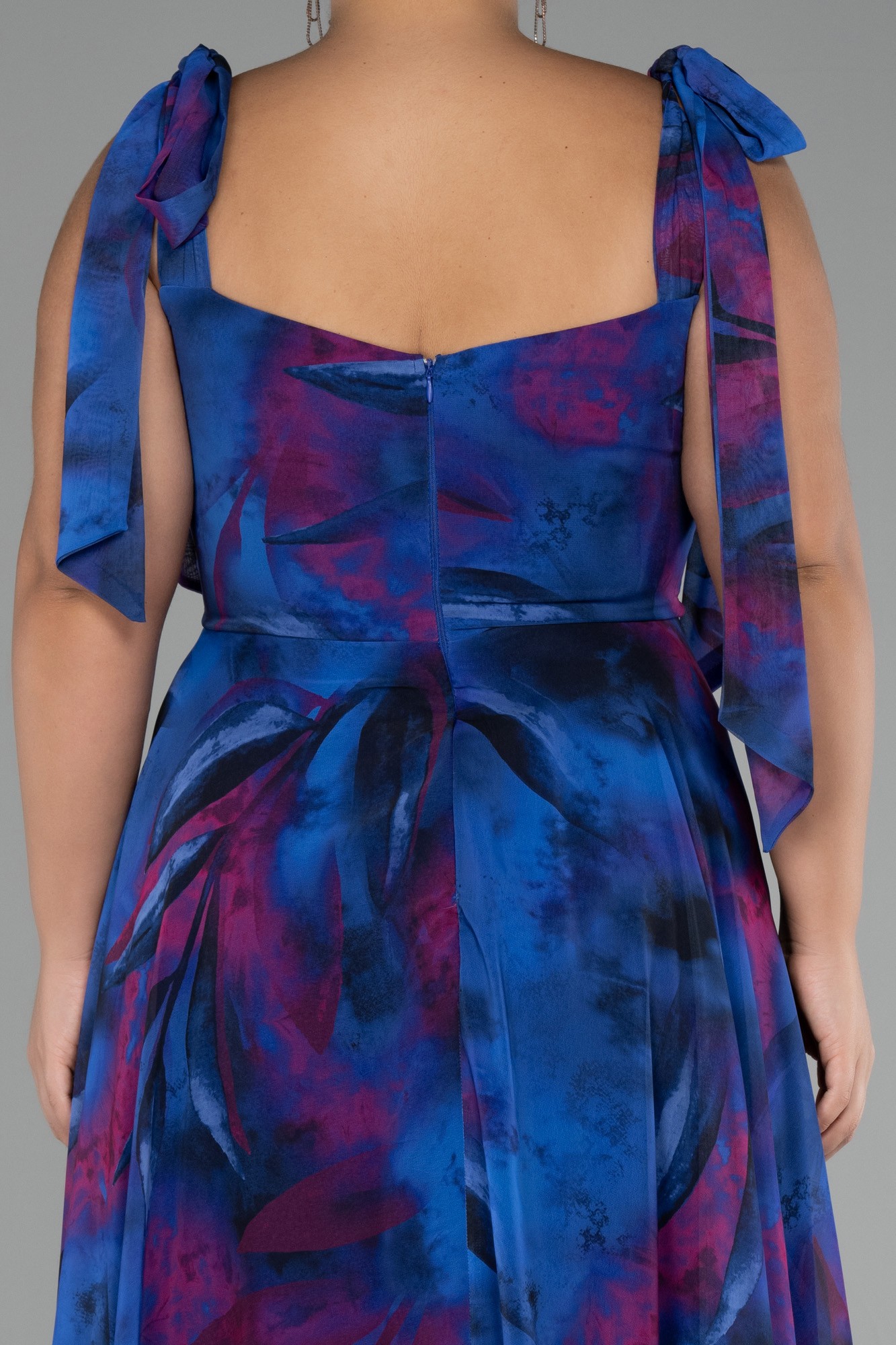 Strappy Slit Printed Long Plus Size Prom Dress ABU4204