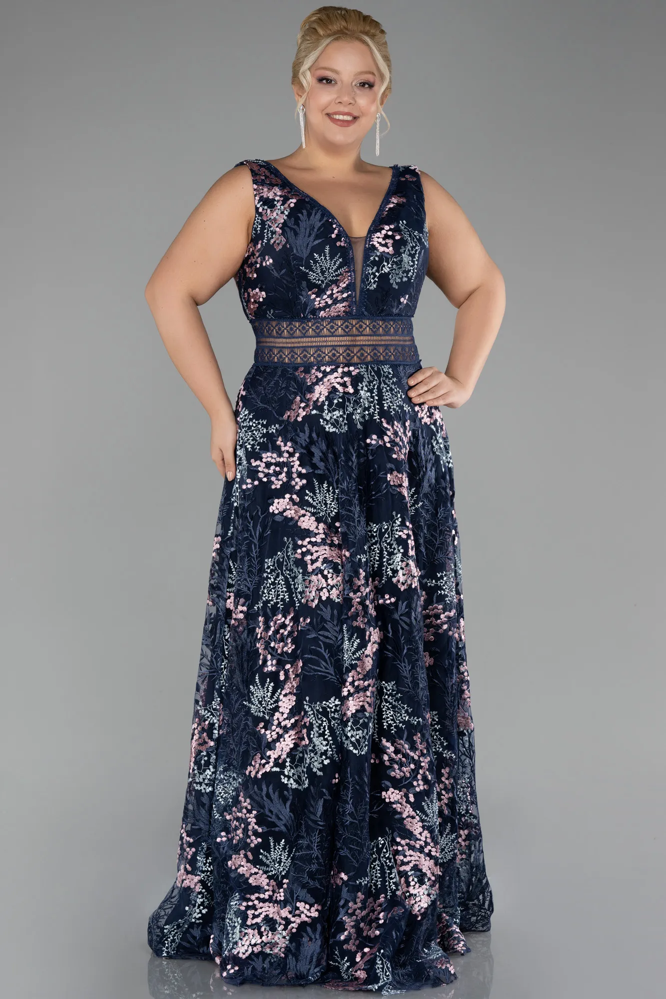 Long Laced Plus Size Evening Gown ABU4261