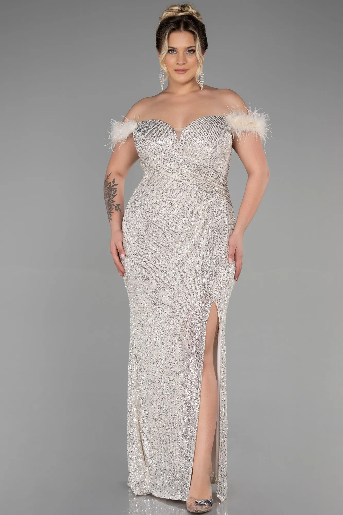 Long Scaly Plus Size Evening Dress ABU3193