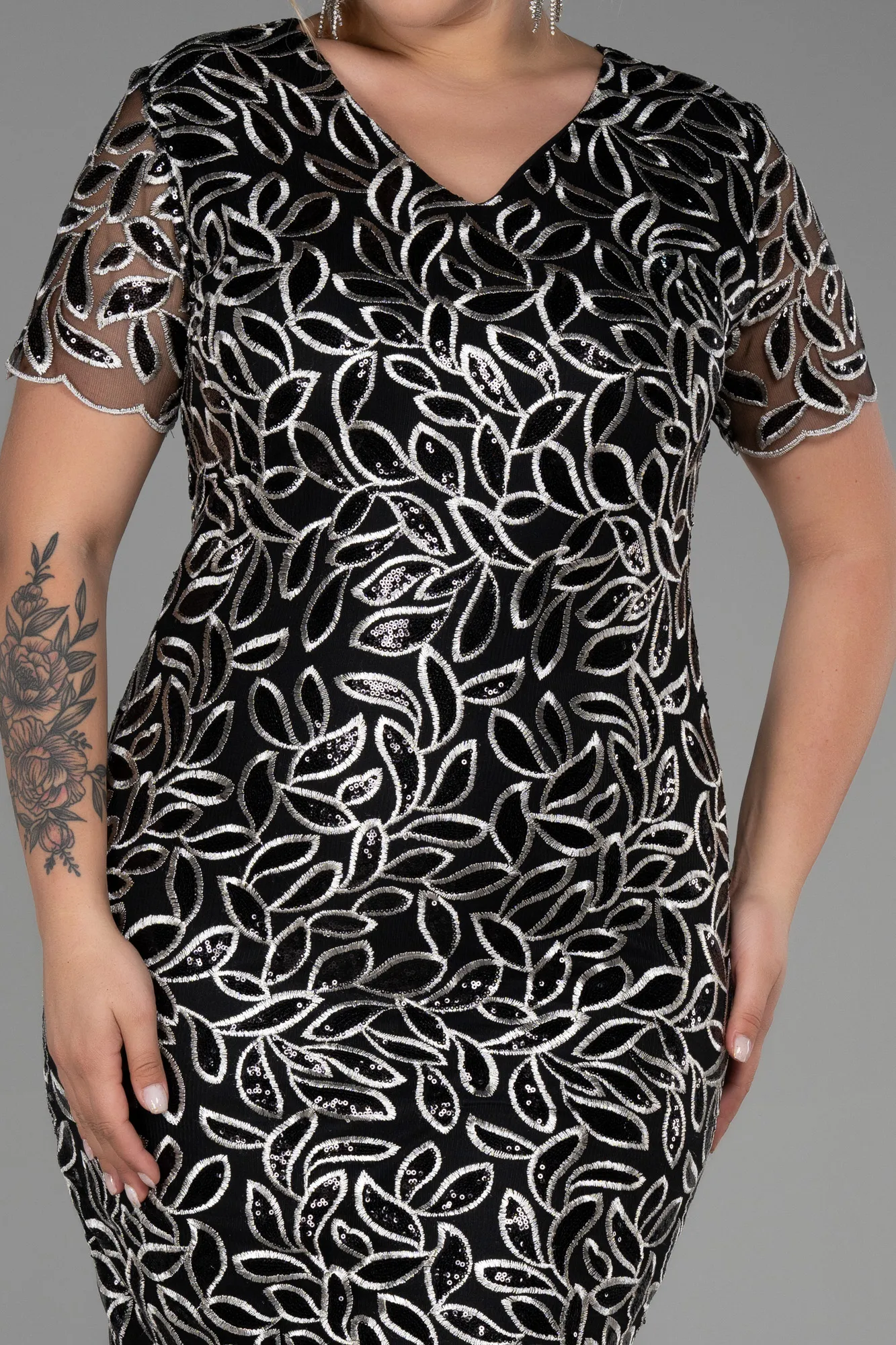 Midi Laced Plus Size Evening Dress ABK1814