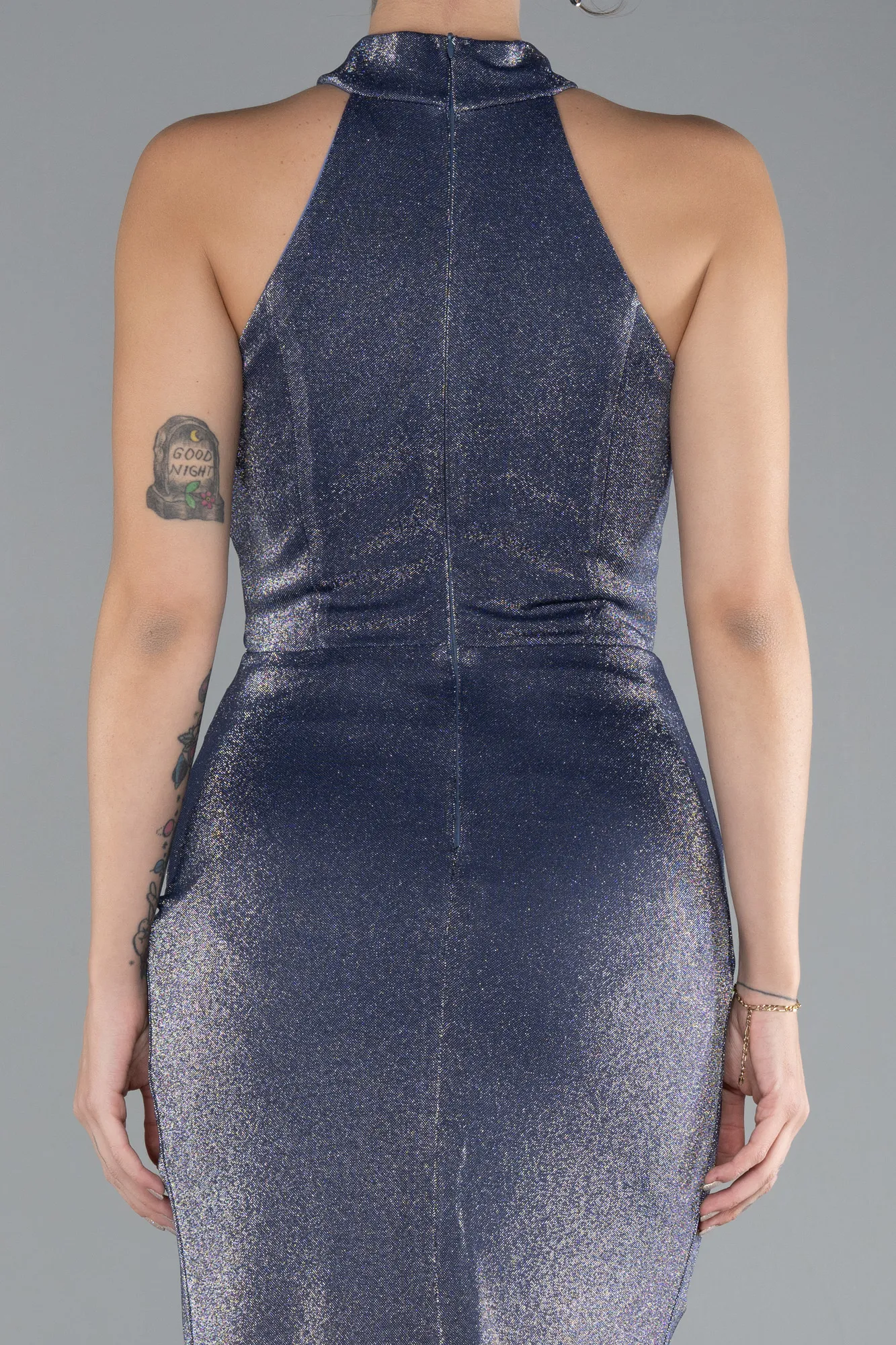 Halter Neck Slit Long Glitter Prom Gown ABU4383