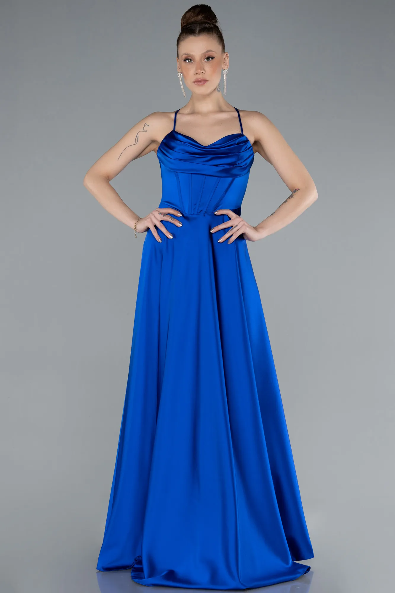 Strappy Long Satin Prom Dress ABU4684