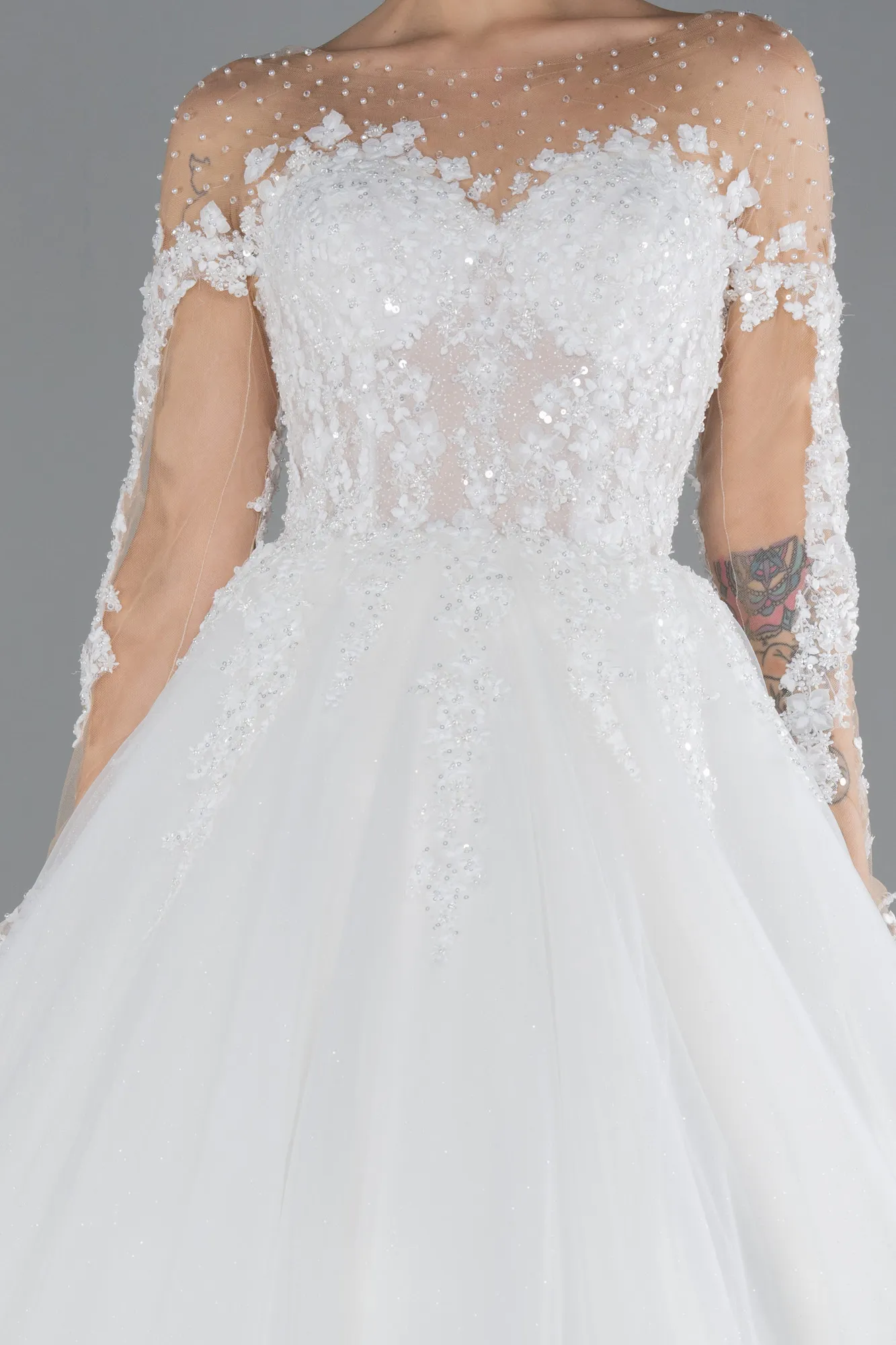 Laced Long Sleeve Princess Wedding Dress ABG036