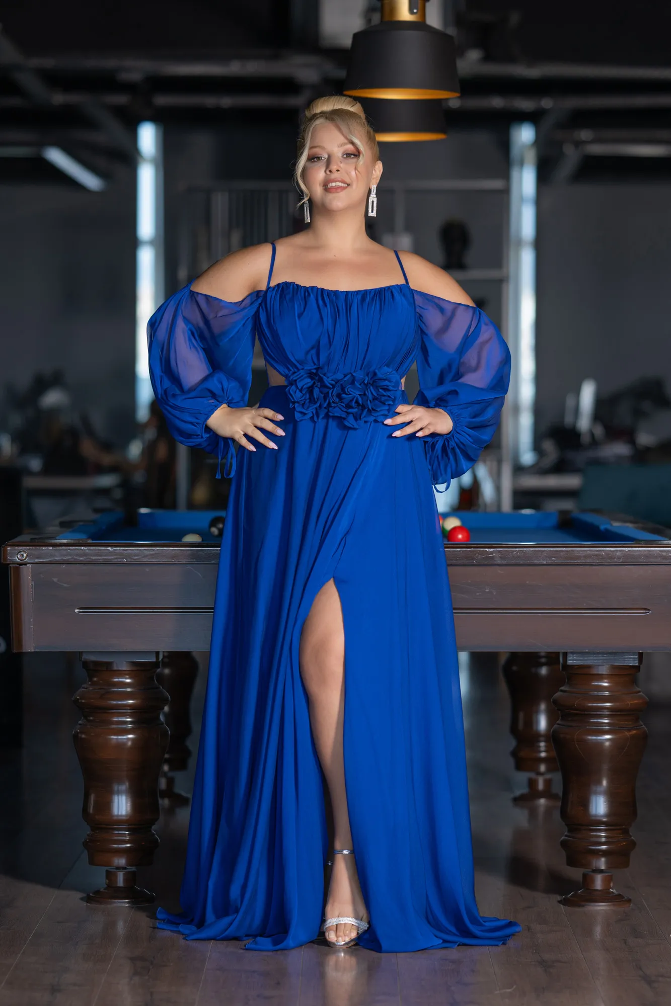 Long Chiffon Plus Size Engagement Dress ABU4167