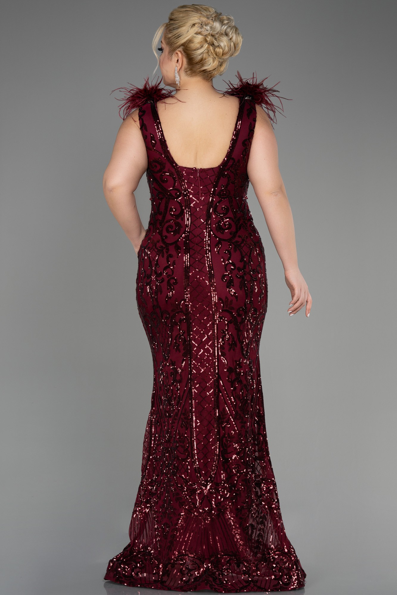Long Scaly Plus Size Engagement Dress ABU3671