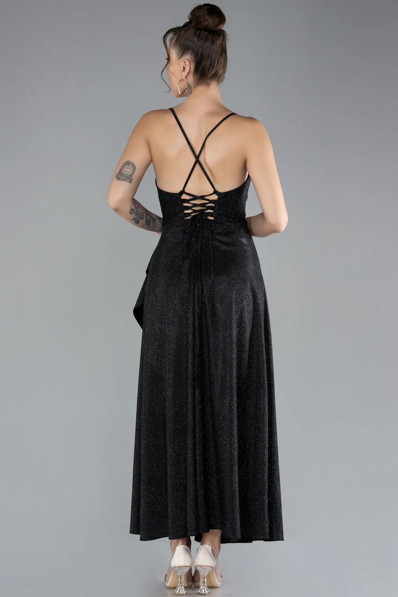 Low Cut Midi Glittery Cocktail Dress ABK2170