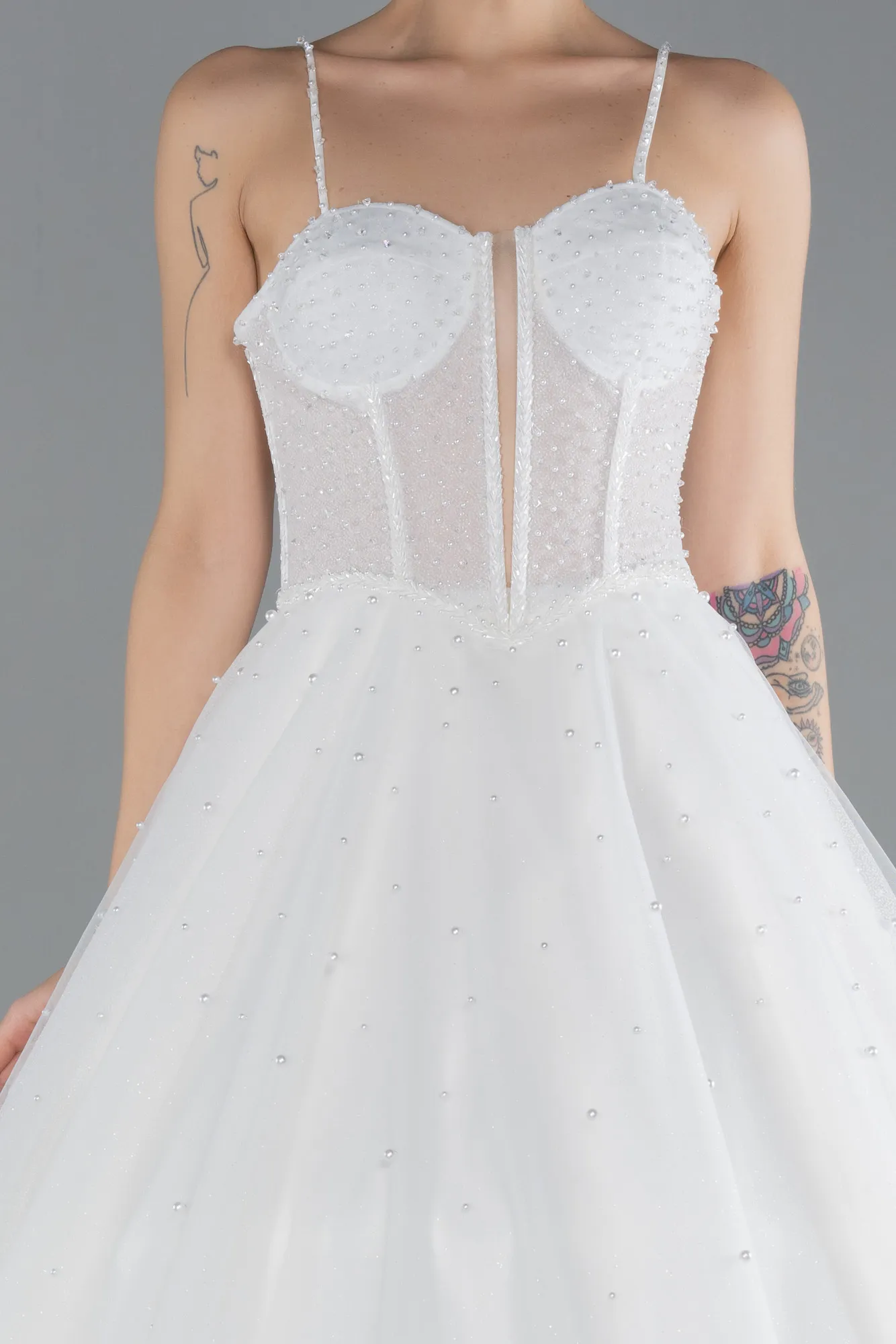 Beaded Straps Long Ball Gown Wedding Dress ABG037