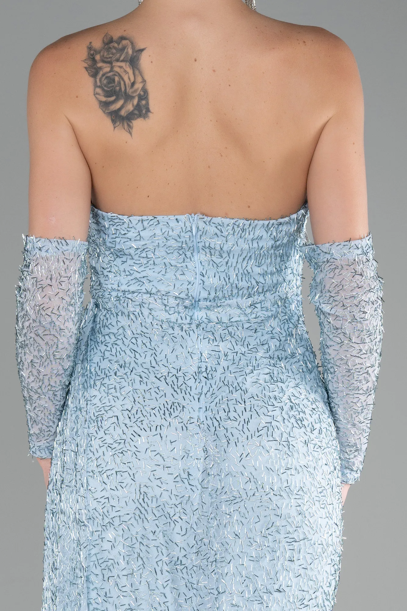 Strapless Stony Long Slit Prom Gown ABU4163