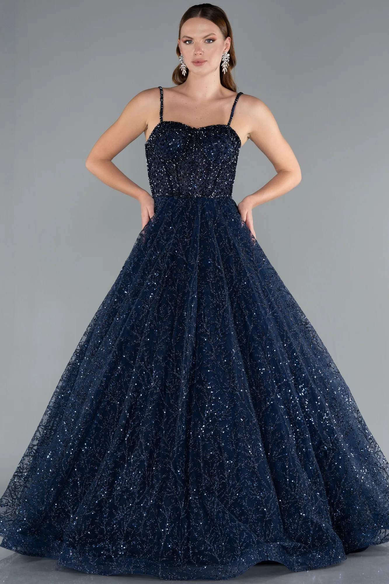 Strappy Glitter Long Ball Gown ABU3839