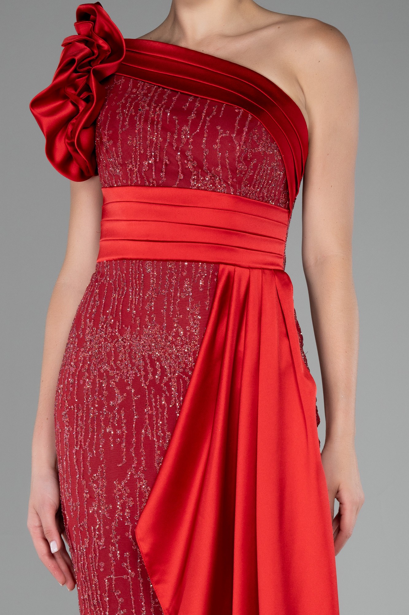 One Shoulder Glitter Long Evening Gown ABU4059