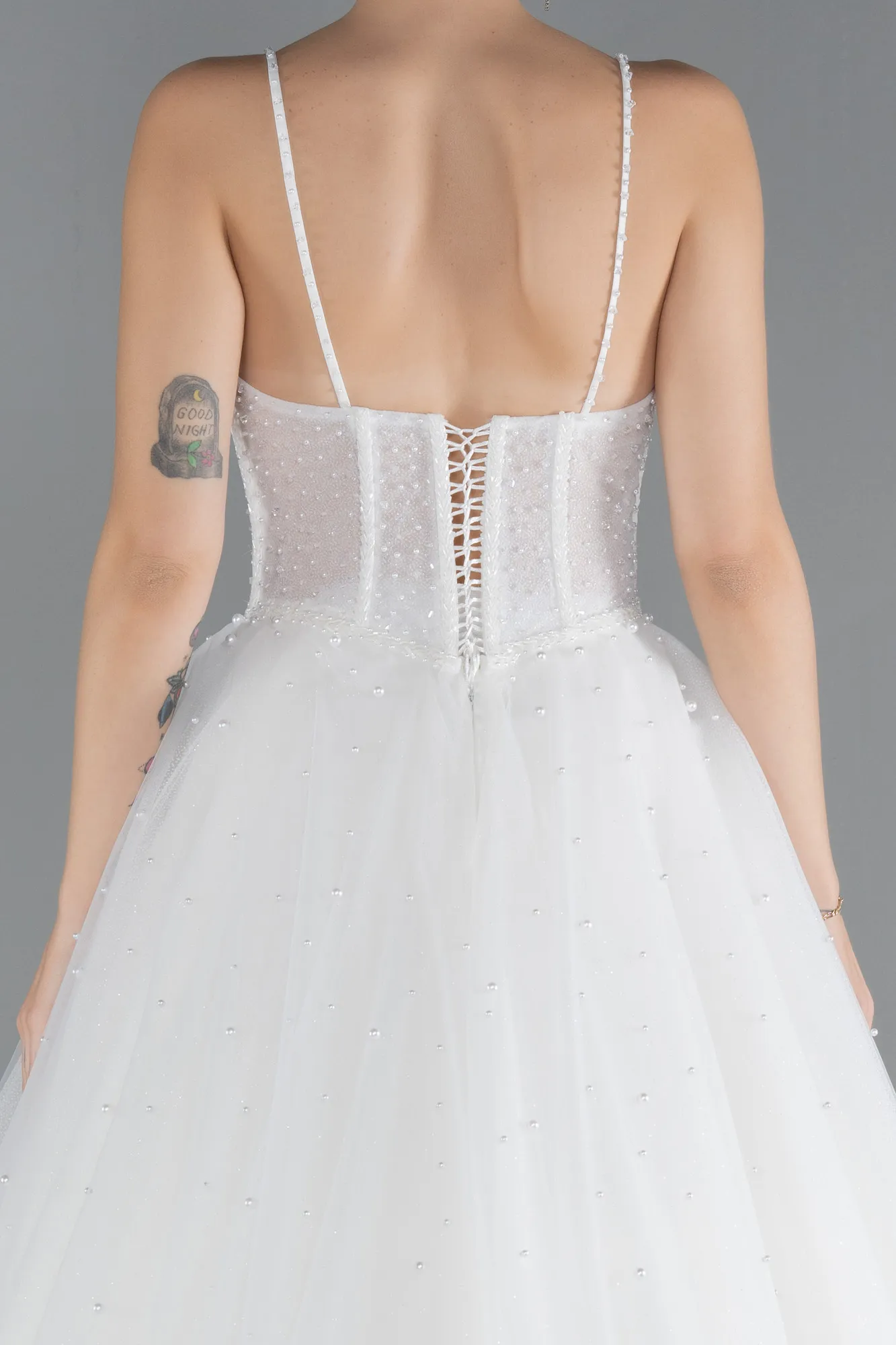 Beaded Straps Long Ball Gown Wedding Dress ABG037