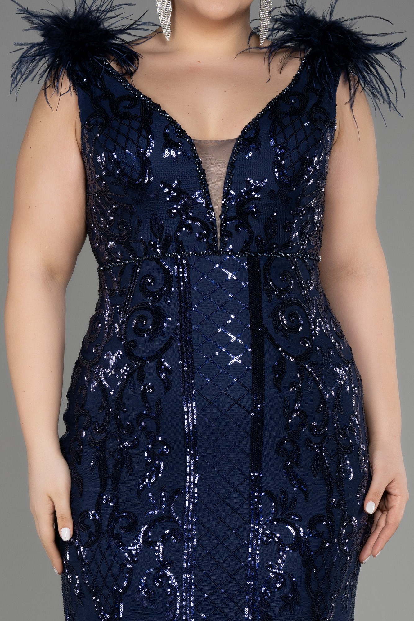 Long Scaly Plus Size Engagement Dress ABU3671