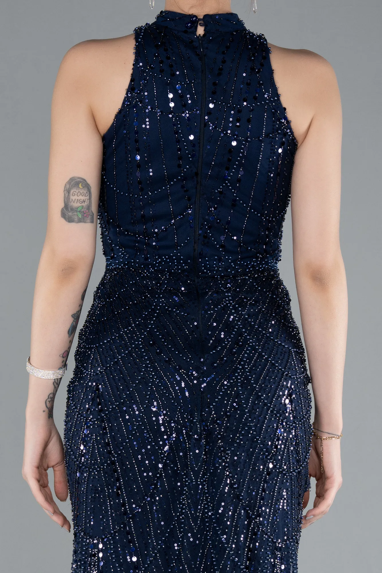 Halter Neck Long Beaded Mermaid Evening Gown ABU4791