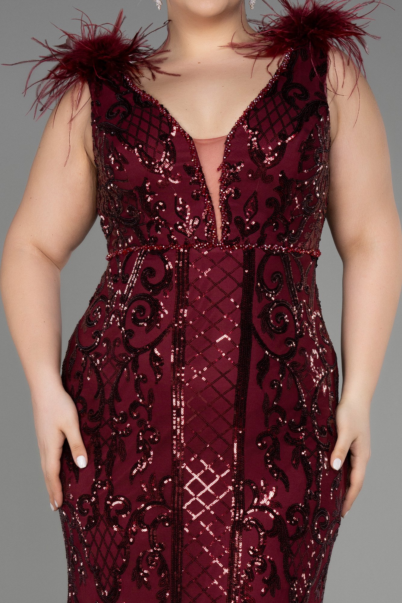 Long Scaly Plus Size Engagement Dress ABU3671